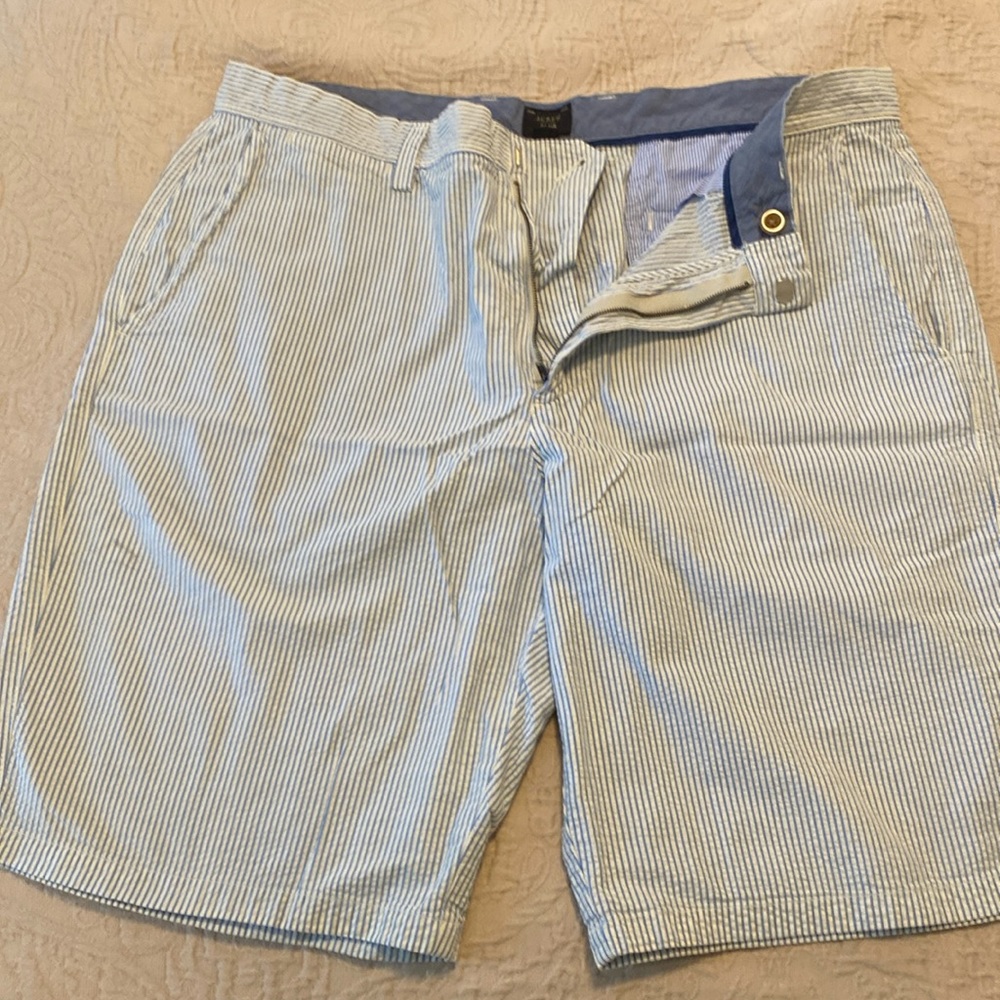 J Crew club shorts in blue seersucker